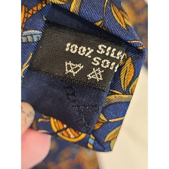 Salvatore Ferragamo Blue With Horse & Jockey Equestrian  Salvatore Ferragamo Silk Tie Dark Blue Equestrian Ornate Saddles & Crops Novelty